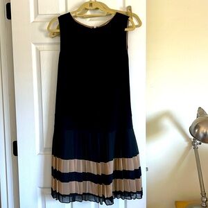 Loft black and camel drop waist sleeveless dress.